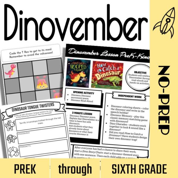 Dinovember Activities and no-prep lesson plans