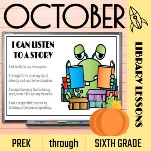 No-prep October library lessons, activities, and sub plans
